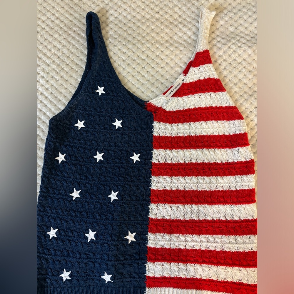 American flag knit tank top